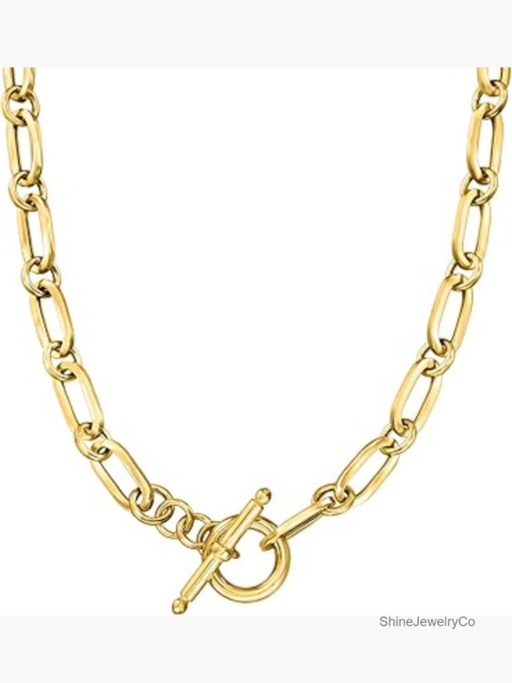 18kt Gold Over Silver Paper Clip Link Necklace 18" Toggle Clasp